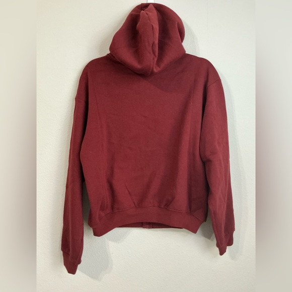 SKIMS Cotton Fleece Classic Zip Up Hoodie in Merlot Size Large Relaxed Fit NWT - Picture 7 of 15